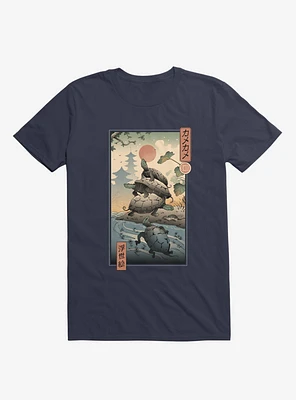 Turtle Stream Kame Ukiyo-e Navy Blue T-Shirt
