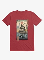 Turtle Stream Kame Ukiyo-e Red T-Shirt