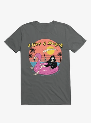 Life's A Beach Grim Reaper Charcoal Grey T-Shirt