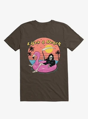 Life's A Beach Grim Reaper Brown T-Shirt