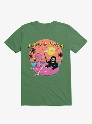 Life's A Beach Grim Reaper Kelly Green T-Shirt