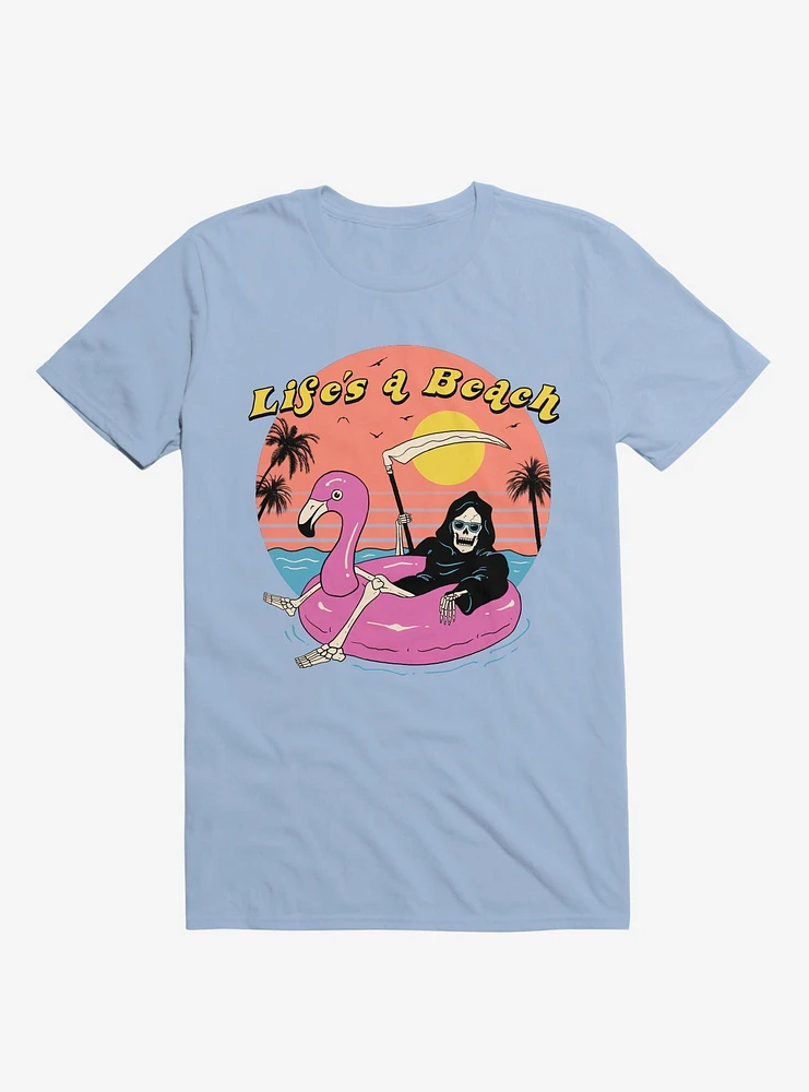 Life's A Beach Grim Reaper Light Blue T-Shirt