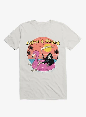 Life's A Beach Grim Reaper White T-Shirt