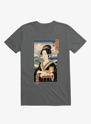 Geisha Cat Lisa Ukiyo-e Charcoal Grey T-Shirt