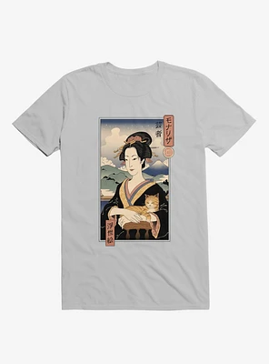 Geisha Cat Lisa Ukiyo-e Ice Grey T-Shirt