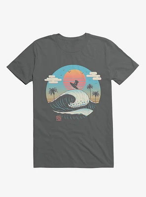 Surfing Waves Summer Vibes Charcoal Grey T-Shirt