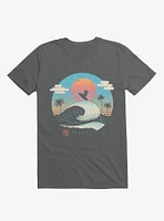 Surfing Waves Summer Vibes Charcoal Grey T-Shirt