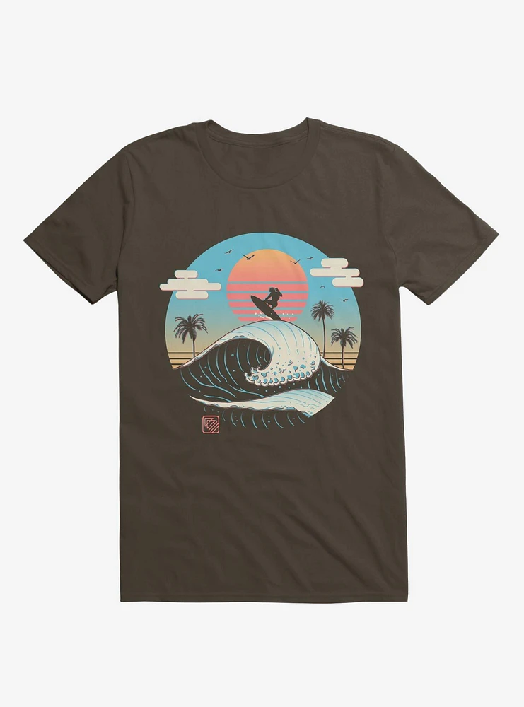 Surfing Waves Summer Vibes Brown T-Shirt
