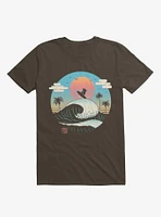 Surfing Waves Summer Vibes Brown T-Shirt