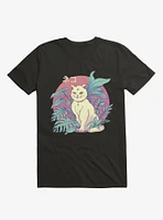 Leaves Vapor Cat Black T-Shirt