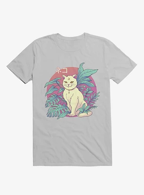 Leaves Vapor Cat Ice Grey T-Shirt