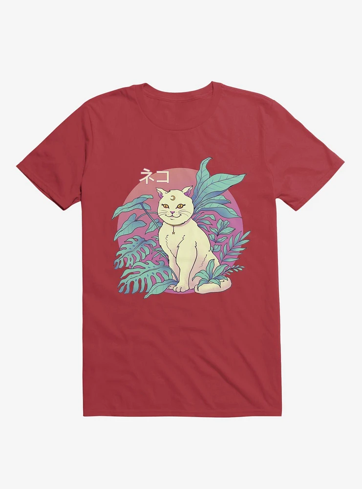 Leaves Vapor Cat Red T-Shirt