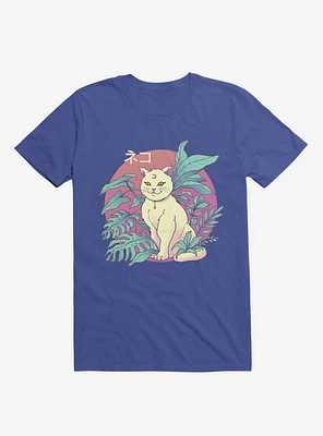 Leaves Vapor Cat Royal Blue T-Shirt