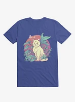 Leaves Vapor Cat Royal Blue T-Shirt