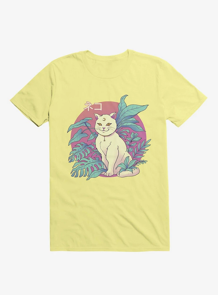 Leaves Vapor Cat Corn Silk Yellow T-Shirt