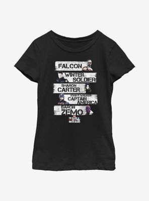 Marvel The Falcon And Winter Soldier Character Stack Youth Girls T-Shirt