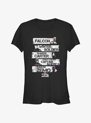 Marvel The Falcon And Winter Soldier Character Stack Girls T-Shirt