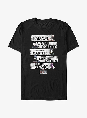 Marvel The Falcon And Winter Soldier Character Stack T-Shirt