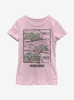 Star Wars The Mandalorian Child Doodle Panels Youth Girls T-Shirt