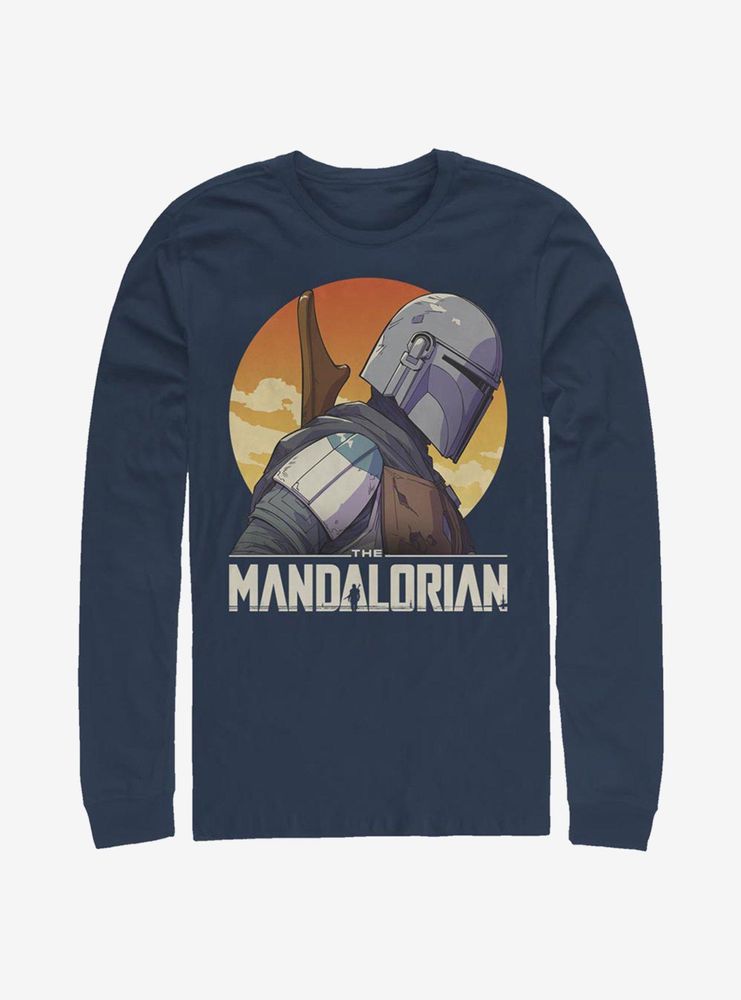 Star Wars The Mandalorian Mando Sunset Sil Long-Sleeve T-Shirt