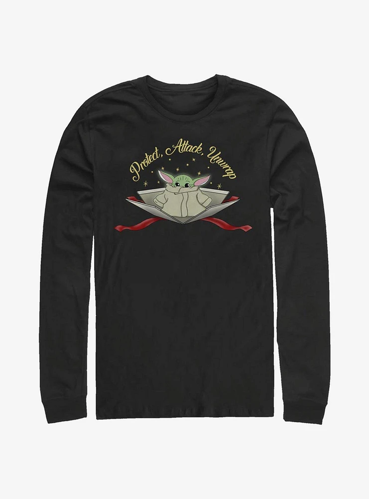 Star Wars The Mandalorian Protect Attack Unwrap Long-Sleeve T-Shirt