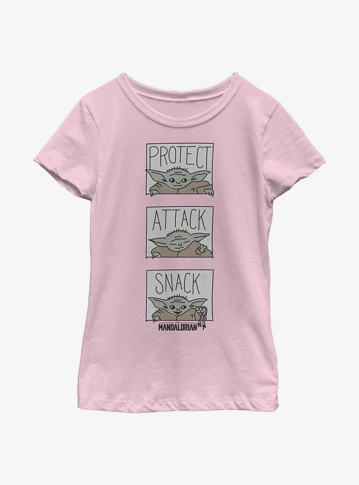 Star Wars The Mandalorian Child Comic Panel Youth Girls T-Shirt
