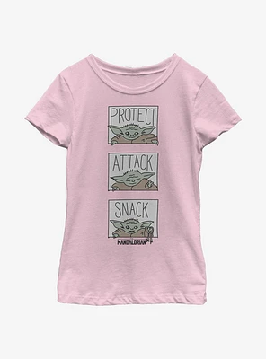 Star Wars The Mandalorian Child Comic Panel Youth Girls T-Shirt