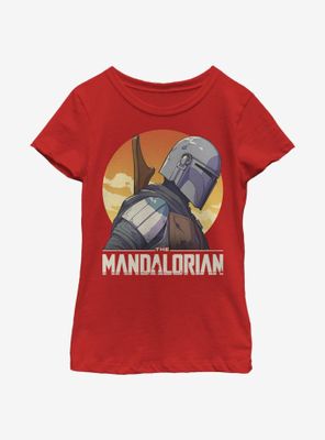 Star Wars The Mandalorian Mando Sunset Sil Youth Girls T-Shirt