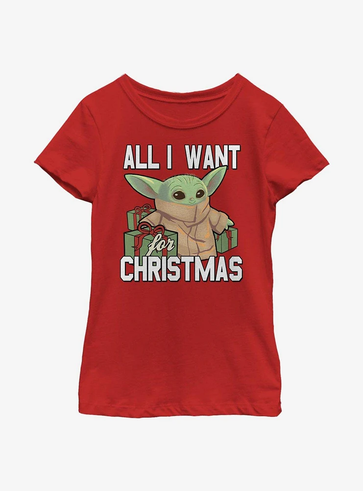 Star Wars The Mandalorian Christmas Baby V2 Youth Girls T-Shirt