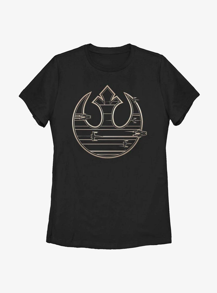 Star Wars Episode VIII: The Last Jedi Gold Rebel Logo Womens T-Shirt
