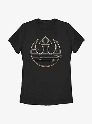 Star Wars Episode VIII: The Last Jedi Gold Rebel Logo Womens T-Shirt