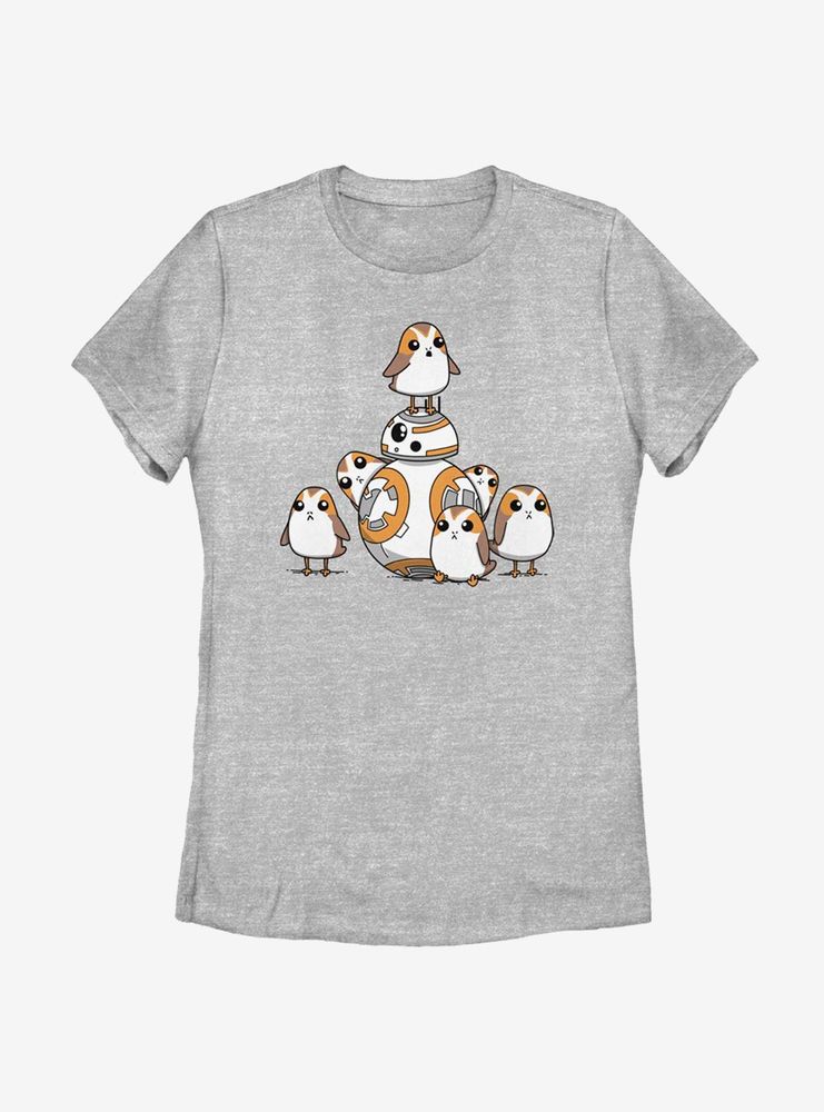 Star Wars Episode VIII: The Last Jedi BB-8 And Porgs Womens T-Shirt