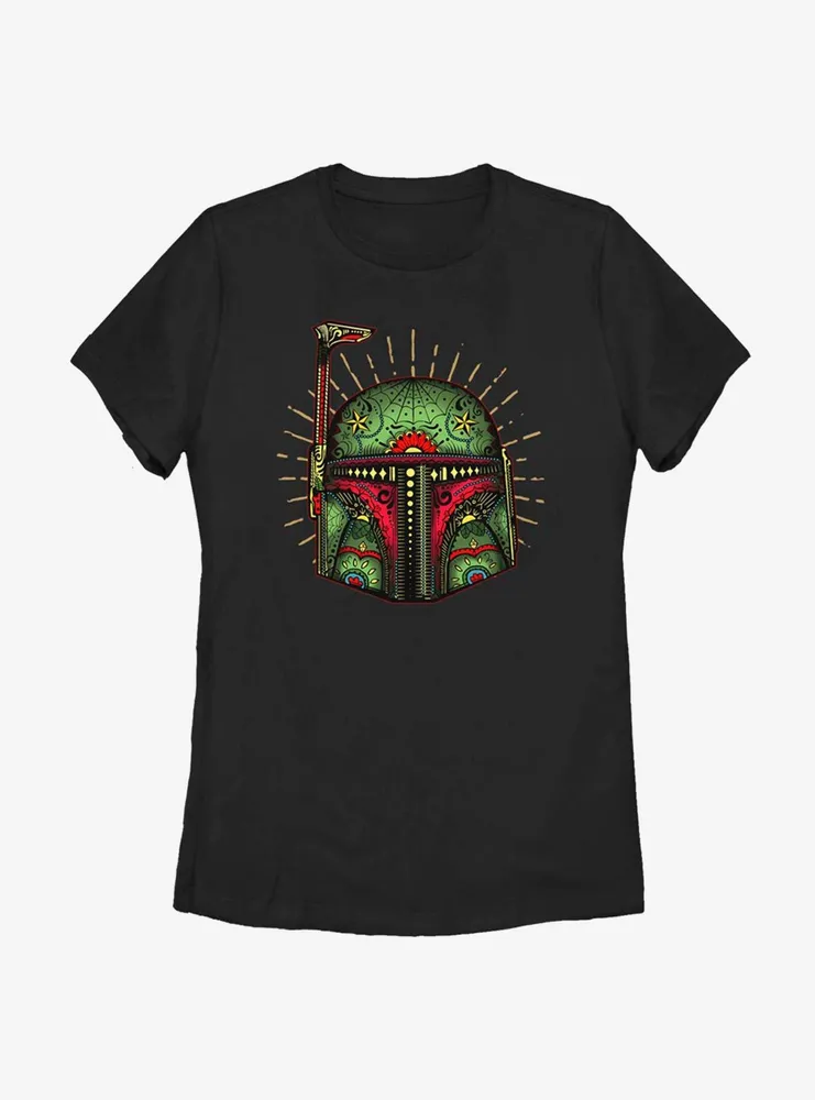 Star Wars Boba Sugar Skull Womens T-Shirt