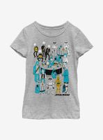 Star Wars Foil Cantina Doodle Youth Girls T-Shirt