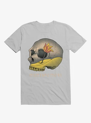 Memento Mori Flower Skull Ice Grey T-Shirt