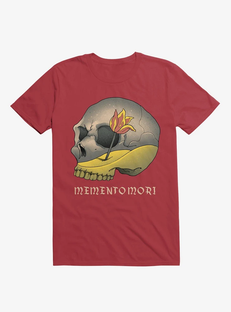 Memento Mori Flower Skull Red T-Shirt