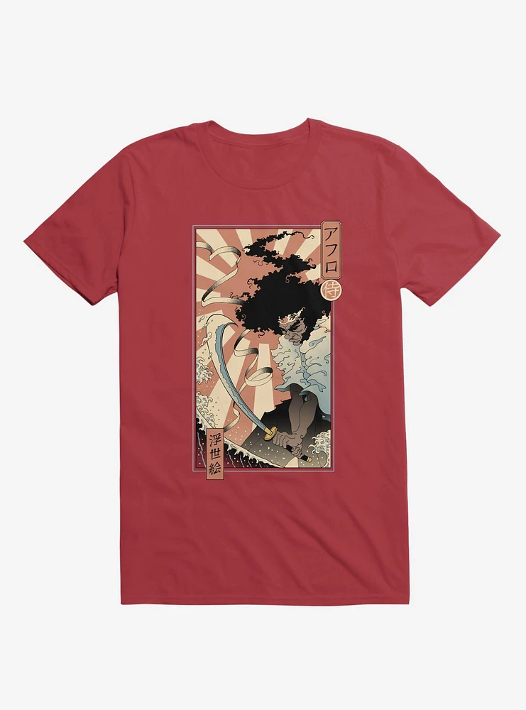 Samurai Sword Ocean Ukiyo-E Red T-Shirt
