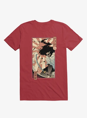 Samurai Sword Ocean Ukiyo-E Red T-Shirt