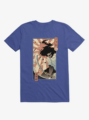 Samurai Sword Ocean Ukiyo-E Royal Blue T-Shirt