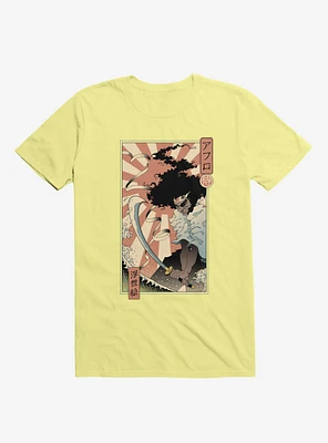 Samurai Sword Ocean Ukiyo-E Corn Silk Yellow T-Shirt