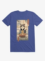 Cat Neko Ramen Ukiyo-E Royal Blue T-Shirt