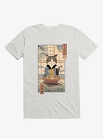 Cat Neko Ramen Ukiyo-E White T-Shirt