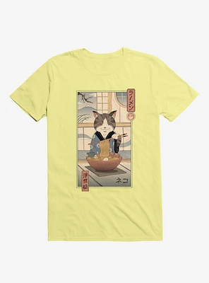 Cat Neko Ramen Ukiyo-E Corn Silk Yellow T-Shirt