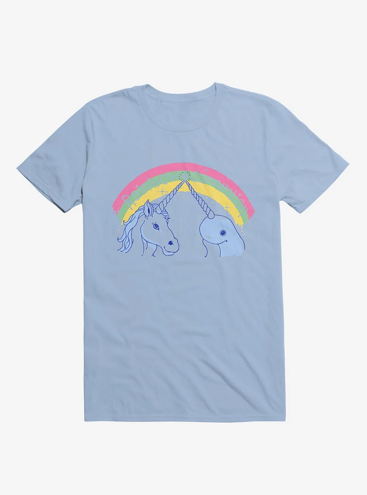 Rainbow Connection Unicorn And Narwhal Light Blue T-Shirt