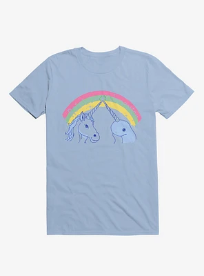 Rainbow Connection Unicorn And Narwhal Light Blue T-Shirt