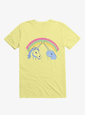 Rainbow Connection Unicorn And Narwhal Corn Silk Yellow T-Shirt