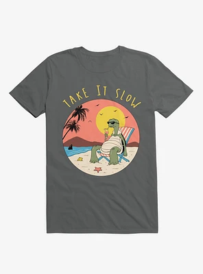 Take It Slow! Turtle Beach Charcoal Grey T-Shirt