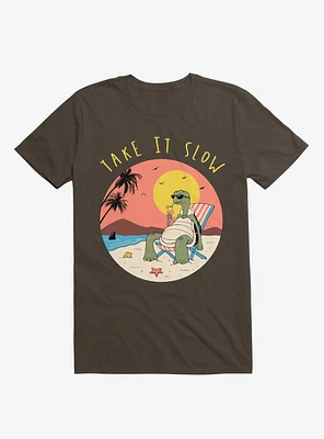 Take It Slow! Turtle Beach Brown T-Shirt