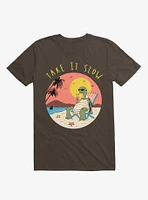 Take It Slow! Turtle Beach Brown T-Shirt