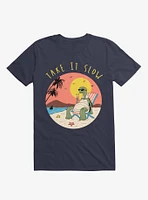 Take It Slow! Turtle Beach Navy Blue T-Shirt